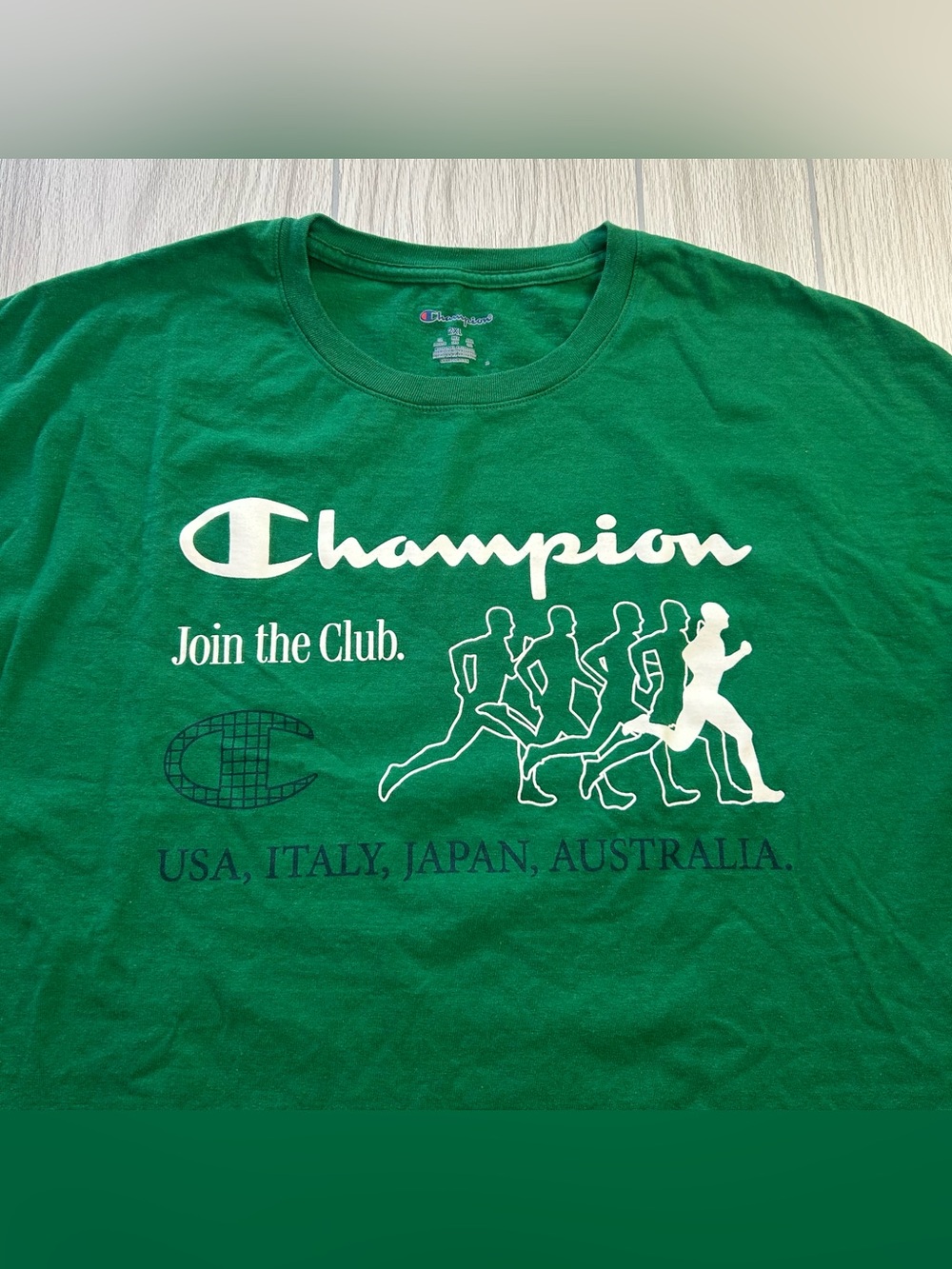 Champion Join The Club Men’s Graphic T-Shirt Running Track 2-Sided Green sz 2XL - Picture 3 of 10